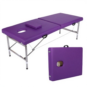 <b>Foldable</b> Massage <b>Table</b> With Built-In Headrest PU Leather Metal Frame Portable Salon Furniture Minimalist Design - Product Image 4