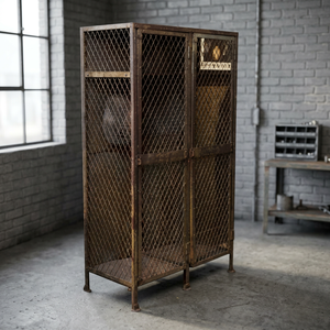 Industrial Vintage 2-<b>Door</b> Rusty Black Iron Metal Finish Eco-Friendly Durable Large Capacity Adjustable <b>Cabinet</b> Living Room - Product Image 2