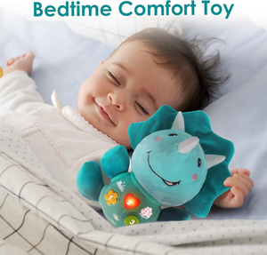 Nouveau-né garçon doux Dino en <span class=keywords><strong>peluche</strong></span> Animal en <span class=keywords><strong>peluche</strong></span> bébé dinosaure jouets musicaux avec lumière musique temps cadeau pour bébé - Product Image 4