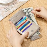 Dompet Kulit Asli OEM/ODM, Tas Kartu, Model Sederhana, Penjepit Uang Lipat, Kulit Sapi Berkualitas Tinggi, Dompet Pria dan Wanita