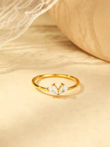 Anillo de Plata de Ley 925 de Alta Calidad, Chapado en Oro de 18k, con Diamantes Incrustados, Brillante, Elegante y Delicado, Joyería Fina - Product Image 3