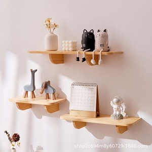 Solid Wood <b>Wall</b> <b>Mounted</b> <b>Shelf</b> Floating Display Rack For Bedroom Storage And Decoration With Perpetual Calendar - Product Image 2