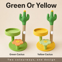 Arbre à chat Cactus avec poteau à gratter en sisal 69 cm, style dessin animé, durable, pour usage intérieur, deux coloris, emballé en carton