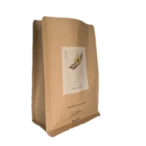 Biodegradable Kraft Paper 250g 500g 1kg Ziplock Bag With Valve Matte Printing Square Bulk Aluminum Foil Flat Bottom Coffee Bag