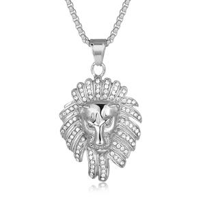 Collier avec pendentif en zircon et crinière de lion en acier inoxydable plaqué or 18 carats Chaîne à maillons tendance pour les cadeaux de mariage chrétien - Product Image 5