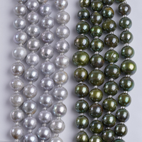 Perles de culture d'eau douce Edison rondes grises 13-15 mm, vertes pistache 13-17 mm, perles baroques en vrac, brins courts de 18 cm