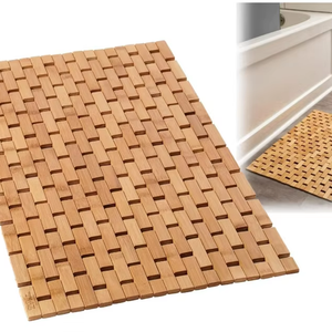 Bamboo Foldable Bath <strong>Mat</strong> <strong>for</strong> Bathroom Sauna Spa &amp; <strong>Tub</strong> Step-24x16x0.4 Inches Modern Farmhouse Decor - Product Image 1