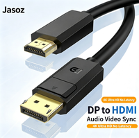 Câble Jasoz vers DP 1.2 4K Ultra HD Audio Vidéo Synchronisé avec Connecteur Plaqué Or pour PC, Moniteur, Téléviseur, Projecteur
