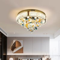 Lustre de plafond rond à LED design, lampe de plafond en cristal, lampe de plafond moderne minimaliste pour villa, salon