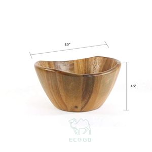 Cuenco de madera para servir para ensaladas, frutas, cuenco grande para servir ensaladas, cuenco grande de madera ancho de Acacia para frutas - Product Image 6