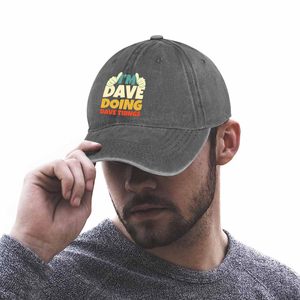 Casquette de baseball réglable en coton à 6 panneaux, imprimé humoristique « I'm Dave Doing Dave Things », personnalisable avec nom, effet délavé - Product Image 5