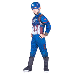 Disfraz de Capitán América para niños de 8 a 13 años, traje de héroe azul, rojo y blanco con escudo, traje para actuaciones en escenario - Product Image 3