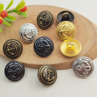 Boutons d'ancrage à tige en alliage de zinc de 12 mm pour blazers et chemises preppy, boutons perlés à dos plat à pied haut Or/Argent/Gunmetal/Antique