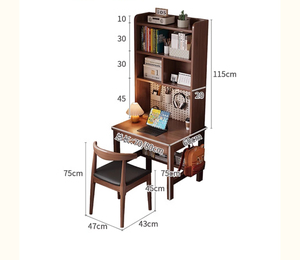 طاولة دراسة حديثة بسيطة مربعة من الخشب الصلب مع تصميم مريح رف كتب مكتبي مزدوج للكمبيوتر للتخزين - Product Image 6