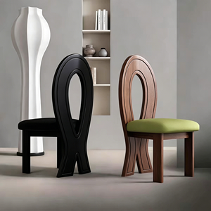 Silla de Acento Premium de Madera Maciza con Respaldo Hueco y Cojín Tapizado, Silla Lateral para Sala de Estar, Hogar u Hotel - Product Image 1