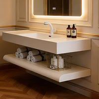 Vasque de salle de bain rectangulaire en pierre de quartz, double couche, murale, pour cuisine, comptoir, taille personnalisée, moderne, pour hôtel