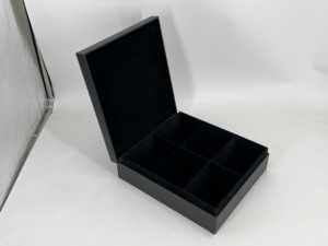 Luxury High Quality <strong>Black</strong> Feel Good Tea Portable Custom Organizer Flap Small Leather <strong>Box</strong> - Product Image 6