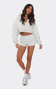 Women Fold Over Waist Hotpant <b>Shorts</b> Sets Hooded Tracksuit Loose Fit Jogger Autumn Streetwear Leisure Wear Full Sleeve Crop Top - Product Image 2