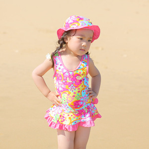 Maillot de bain une pièce à imprimé floral pour filles, doux et élastique, avec bonnet assorti pour la plage, la piscine, la natation et le bain - Product Image 6