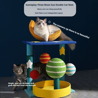 Arbre à chat thème spatial en promotion avec dôme transparent et jouets suspendus pour le jeu et le repos en intérieur