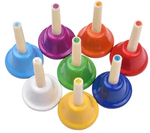 2023 nuovo design colorato bambini percussioni 8 toni campane tenute in mano per campanello per strumenti musicali