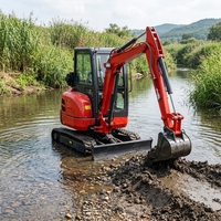 Mini-excavatrice compacte diesel à chenilles en caoutchouc, best-seller, pour petites exploitations agricoles et jardins