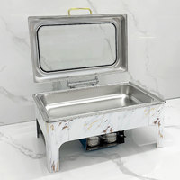 9L Rechteckiger Hydraulischer Catering-Buffet-Wärmer mit Marmormuster Chafing Dish Buffet-Speisenwärmer für Hotel Restaurant Hochzeit Party