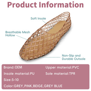 Ballerines en gelée transparentes de haute qualité pour femmes adultes, sandales creuses en gelée, chaussures de plage en gelée - Product Image 2