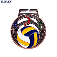 Usine Elor Médailles sportives en métal personnalisées avec ruban dégradé coloré avec impression par sublimation pour les jeux de volleyball