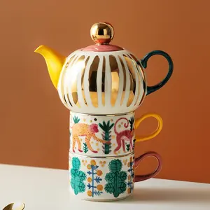 Conjunto de talheres de chá da tarde, de luxo, copo, bule de cerâmica, estilo nórdico, inglês, pequeno