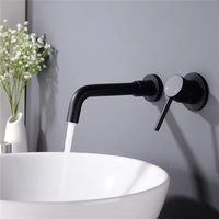 Robinet de lavabo mural thermostatique en laiton noir avec valve en céramique pour eau chaude et froide