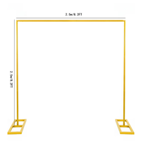 Arche de mariage carrée dorée robuste, support de toile de fond en fer détachable pour événements, banquets et décorations d'anniversaire