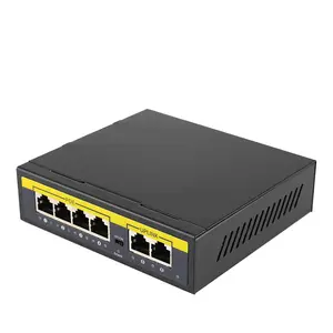 OEM ODM Ethernet Switch in fibra 4 + 2 RJ45 iniettore Switcher POE 48V 100Mbps Wifi Smart IP Switch Switch Poe 4 porte