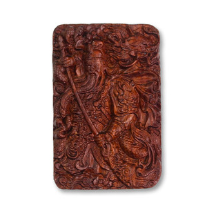 Pendentif unisexe en bois de santal sangue Guan Yu, plaque carrée 60x40x10mm, sculpture en relief 3D, pour usage quotidien - Product Image 5