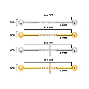 Pendiente de Titanio G23 ASTM F136 Desmontable con Triángulo Industrial 14G, Barra Labret con Zirconia, Joyería de Moda para <span class=keywords><strong>Piercing</strong></span> Corporal <span class=keywords><strong>Transversal</strong></span> - Product Image 3