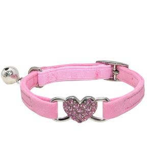 Collares para Mascotas Pequeñas al por Mayor, MOQ Bajo, Collares de Franela de Color Sólido para Gatos con Accesorios de Corazón - Product Image 5