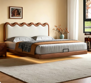 <span class=keywords><strong>Letto</strong></span> Sospeso Ondulato Regolabile in Legno Massello Ultra-Sottile di Alta Gamma Personalizzato, Colore Crema, 1.5m/1.8m <span class=keywords><strong>per</strong></span> Camera da <span class=keywords><strong>Letto</strong></span> Principale - Product Image 6
