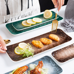 Assiettes longues en céramique à motif <span class=keywords><strong>pierre</strong></span> nordique pour sushis et sashimis, assiettes plates en porcelaine pour restaurant, idéales pour apéritifs et desserts - Product Image 5