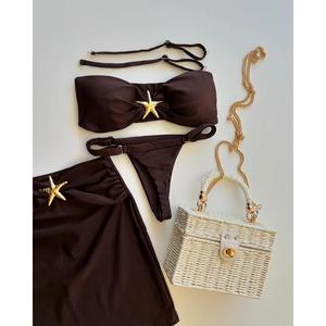 Set Bikini brasiliano Sexy estate 2025 per <span class=keywords><strong>donna</strong></span> con cinturino rimovibile 3 pezzi con stella del <span class=keywords><strong>mare</strong></span> <span class=keywords><strong>perizoma</strong></span> + Mini costume <span class=keywords><strong>da</strong></span> bagno - Product Image 4