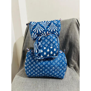 Ensemble de 3 pochettes zippées 100 % coton matelassées pour trousse de toilette femme, sac à accessoires cosmétiques polyvalent, cadeau de mariage - Product Image 1