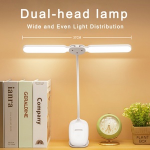 Lampe de bureau à double pince, lampe de table rechargeable par USB avec capteur tactile pour une lecture et une étude flexibles - Product Image 2