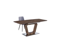 Mobilier de maison Table à manger extensible simple, élégante et moderne avec plateau recouvert d'acier inoxydable