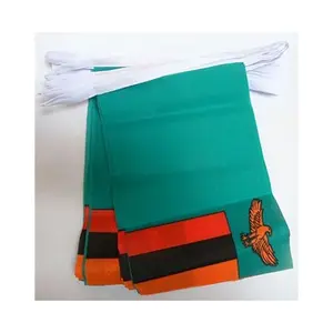 Hot Selling Hot Trimming Polyester Zambia String Banner Flag of Zambian For World National Country Decor