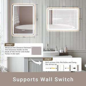 กระจกห้องน้ำ Genie Smart HD Sensor Glass พร้อมไฟ LED ติดผนัง ป้องกันฝ้า หน้าจอสัมผัส ดีไซน์ทรงสี่เหลี่ยม - Product Image 6