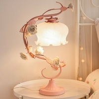 Lampadaire Vintage Romantique Style Européen-Américain pour Chambre à Coucher, Ampoule Économe en Énergie, Rose Princesse, Fleur Féminine, Style Champêtre Basse Intensité