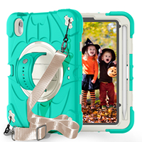Coques de tablette robustes antichoc avec support rotatif pour iPad Mini 6/iPad Mini 7 8.7 pouces, motif ailes de chauve-souris, préférées des enfants, sûres pour les enfants et adaptées aux étudiants