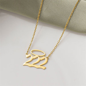 สร้อยคอเลข 222 สแตนเลส 316L ชุบทอง 14k 18k PVD สำหรับผู้หญิง ขายส่ง - Product Image 3
