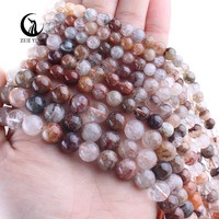 Perles de cristal fantôme mélangées Zhe Ying 6 mm 8 mm 10 mm, pierres naturelles, perles de quartz fantôme superposées pour la fabrication de colliers