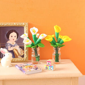 Miniatura <span class=keywords><strong>de</strong></span> Comida <span class=keywords><strong>de</strong></span> Juguete, Botella <span class=keywords><strong>de</strong></span> Vidrio, Flor en Maceta, Lirio Calla, Mini Modelo 1:12, Piezas <span class=keywords><strong>para</strong></span> Casa <span class=keywords><strong>de</strong></span> Muñecas Ob1 - Product Image 1