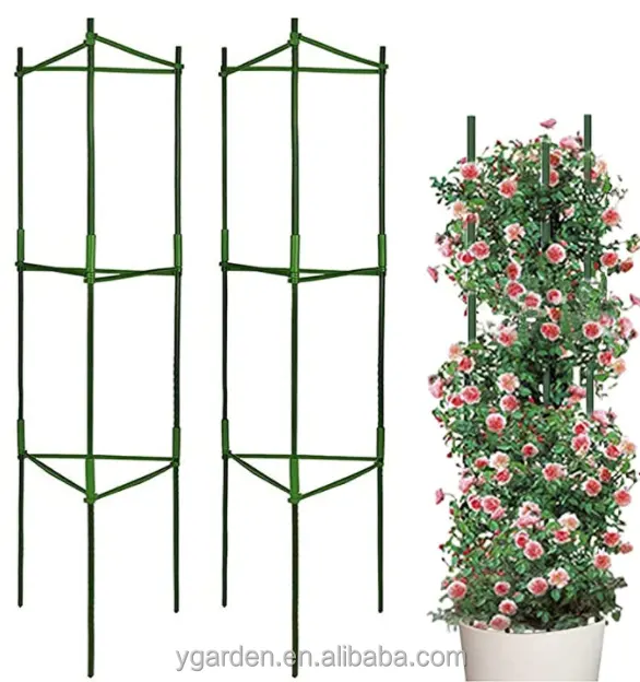 Suporte de gaiola de pepino galvanizado para jardim, bastões de peônia e estacas de tomate, arcos de flor, pergolados, mandris e pontes